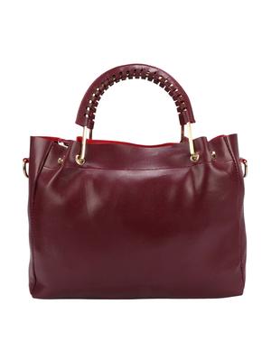 maroon leatherette (pu) regular handbag and pouch combo - 16067109 - Standard Image - 2