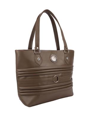 brown leatherette (pu) regular handbag - 16067117 - Standard Image - 4