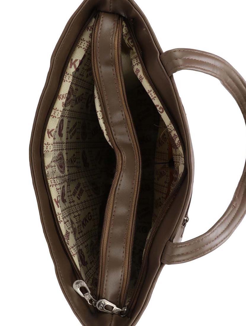brown leatherette (pu) regular handbag - 16067117 - Zoom Image - 3