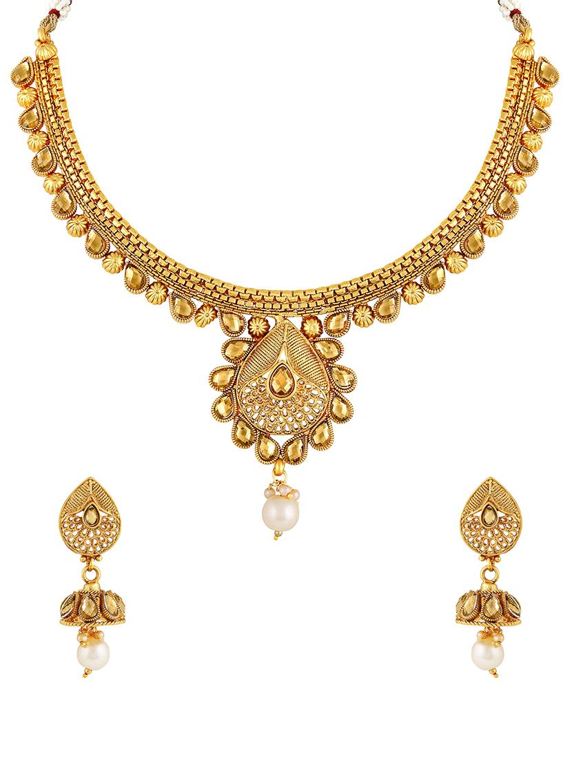 gold brass choker necklace - 16071844 - Zoom Image - 1