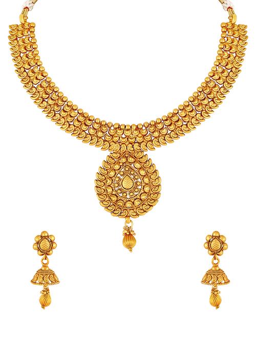 gold brass choker necklace - 16071862 - Standard Image - 1