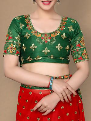 floral red embroidered saree with blouse - 16071973 - Standard Image - 3