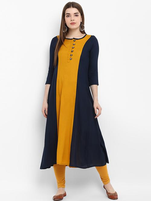 color block a-line kurta - 16072194 - Standard Image - 1