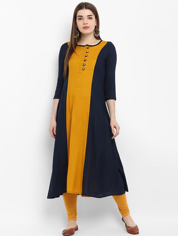 color block a-line kurta - 16072194 - Zoom Image - 1