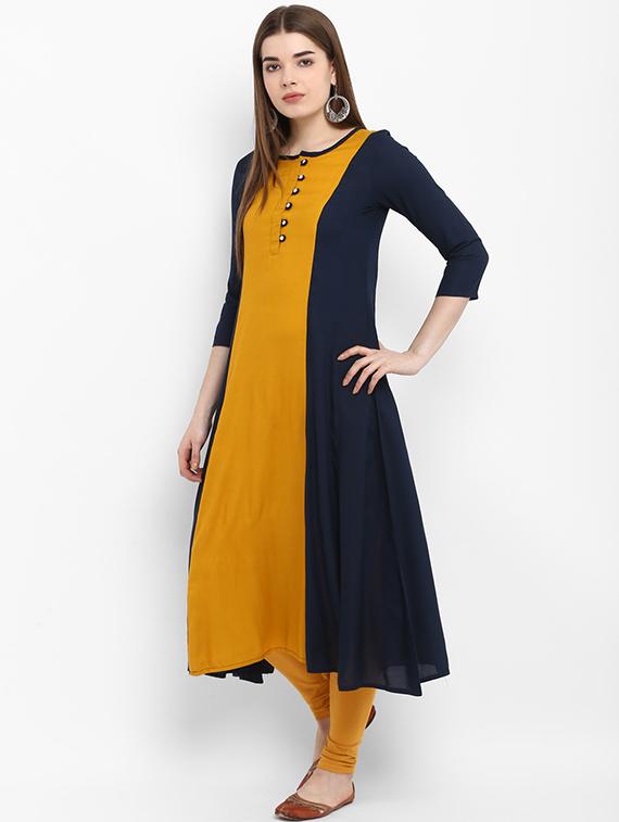 color block a-line kurta - 16072194 - Zoom Image - 2
