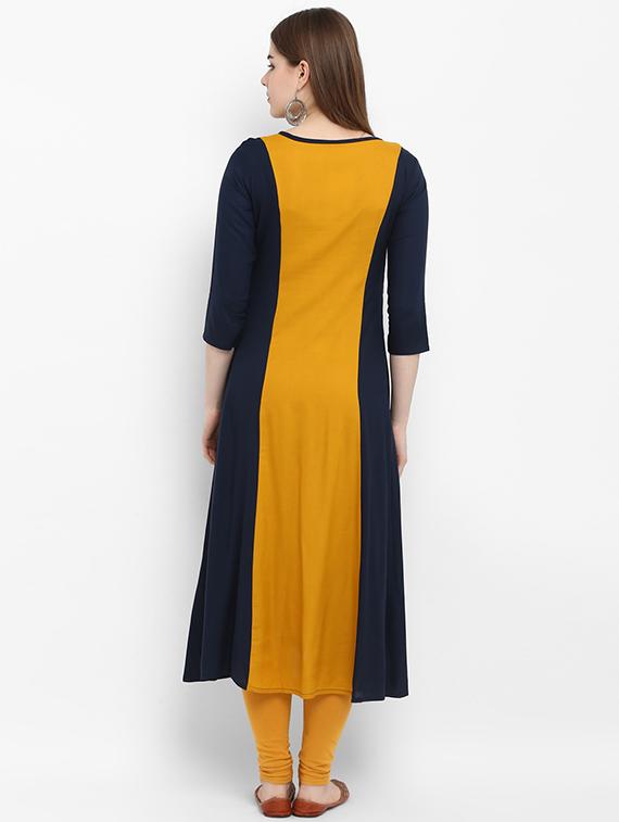 color block a-line kurta - 16072194 - Zoom Image - 3