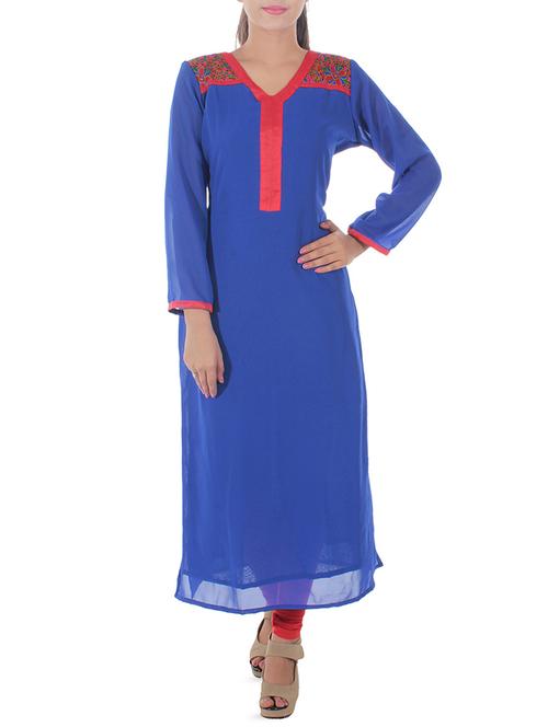 yoke printed straight kurta - 16072224 - Standard Image - 1