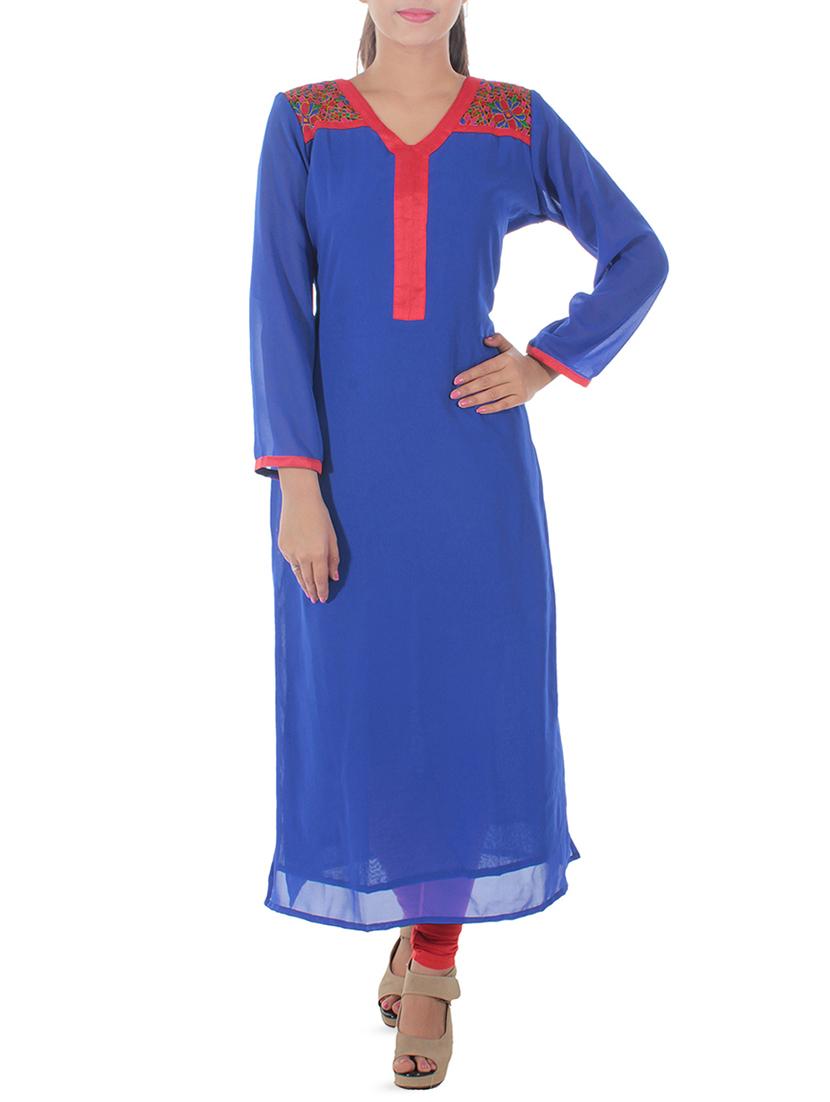 yoke printed straight kurta - 16072224 - Zoom Image - 1