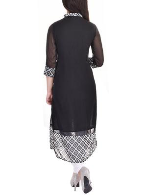 solid contrast straight kurta - 16072260 - Standard Image - 3