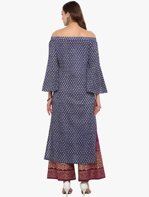 bell sleeves straight kurta - 16072313 - Standard Image - 3