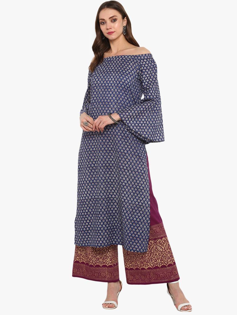 bell sleeves straight kurta - 16072313 - Zoom Image - 1