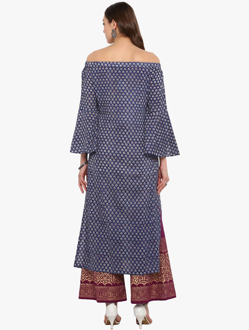 bell sleeves straight kurta - 16072313 - Zoom Image - 3