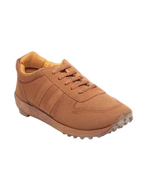 brown leatherette sport shoes - 16077317 - Standard Image - 1