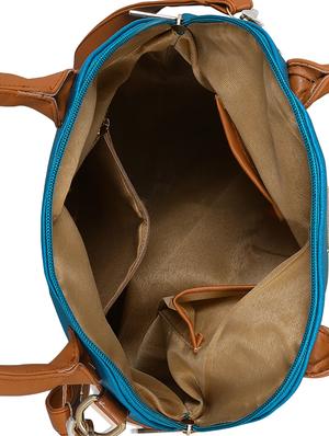 blue leatherette (pu) regular handbag - 16077561 - Standard Image - 3