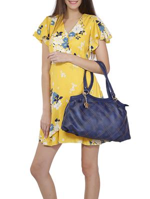 blue leatherette (pu) regular handbag - 16078186 - Standard Image - 5