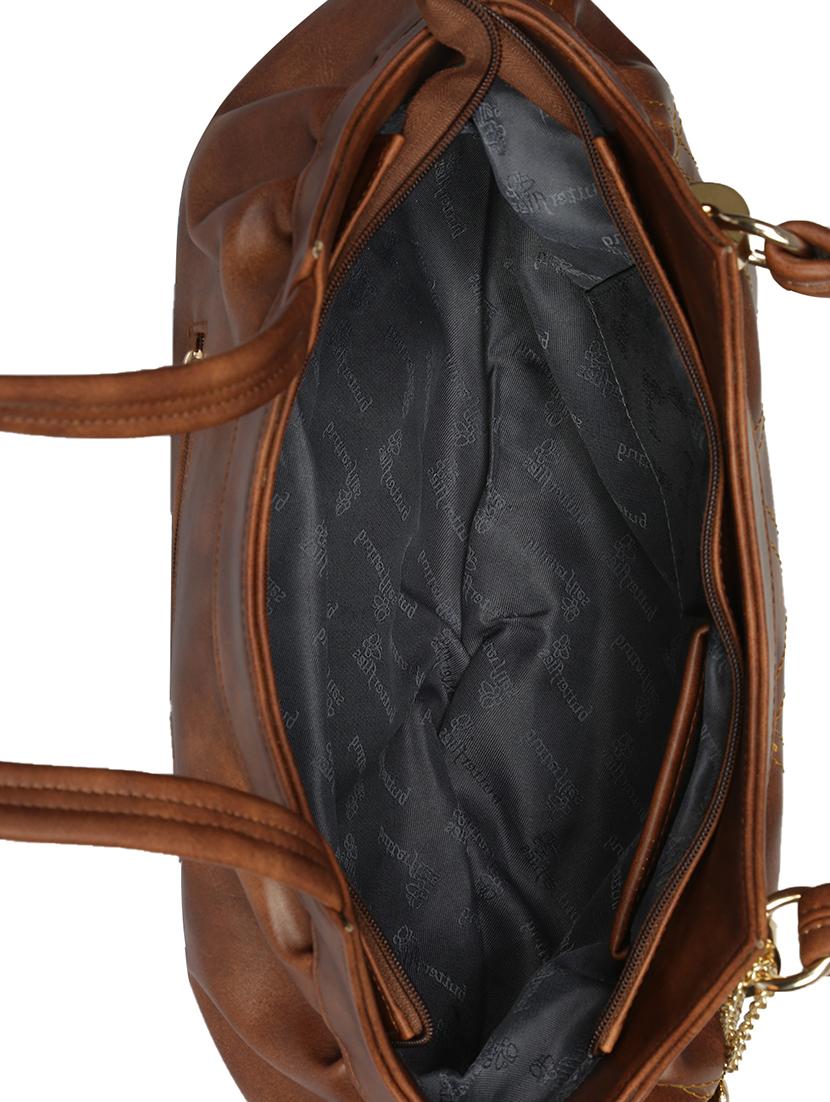 tan leatherette (pu) regular handbag - 16078189 - Zoom Image - 3