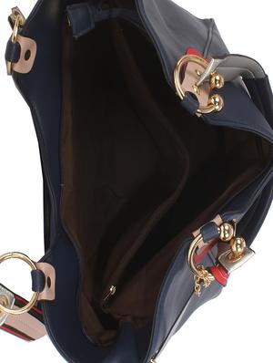blue leatherette (pu) regular handbag - 16078316 - Standard Image - 3