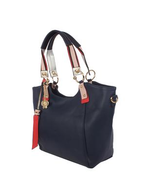 blue leatherette (pu) regular handbag - 16078316 - Standard Image - 4