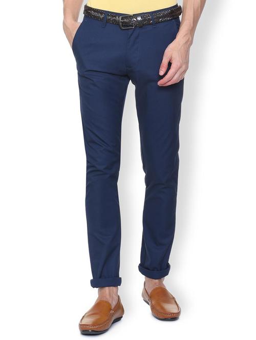 blue solid chinos - 16078418 - Standard Image - 1