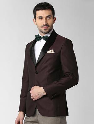 maroon polyester single breasted casual blazer - 16078555 - Standard Image - 2
