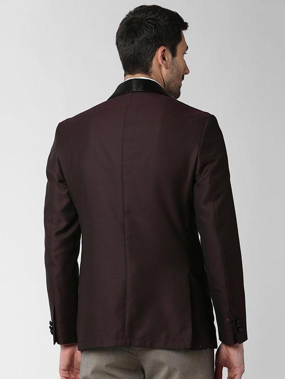 maroon polyester single breasted casual blazer - 16078555 - Zoom Image - 3