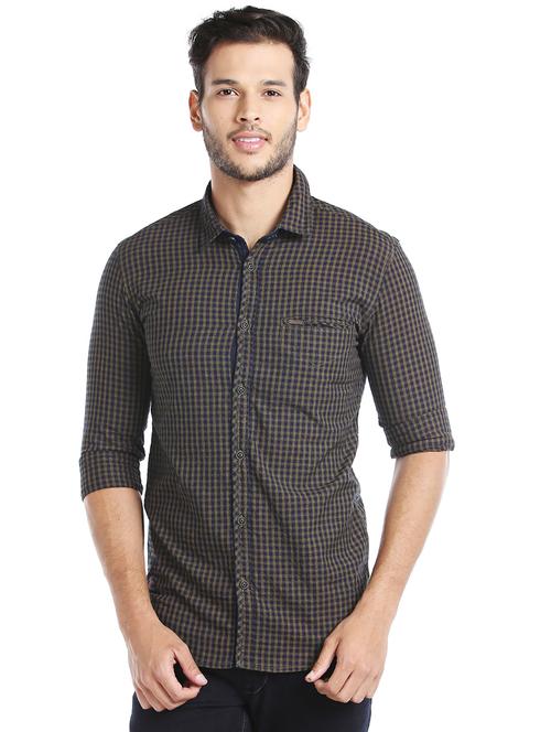 blue checkered casual shirt - 16078886 - Standard Image - 1