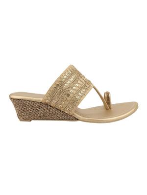 gold one toe wedges - 16079130 - Standard Image - 2