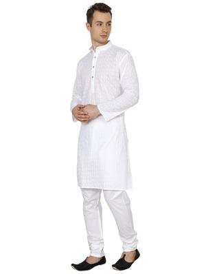 white cotton long kurta - 16079695 - Standard Image - 2
