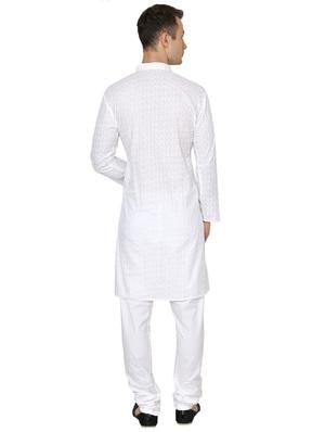 white cotton long kurta - 16079695 - Standard Image - 3