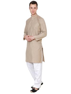 brown cotton long kurta - 16079728 - Standard Image - 2