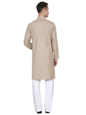 brown cotton long kurta - 16079728 - Standard Image - 3