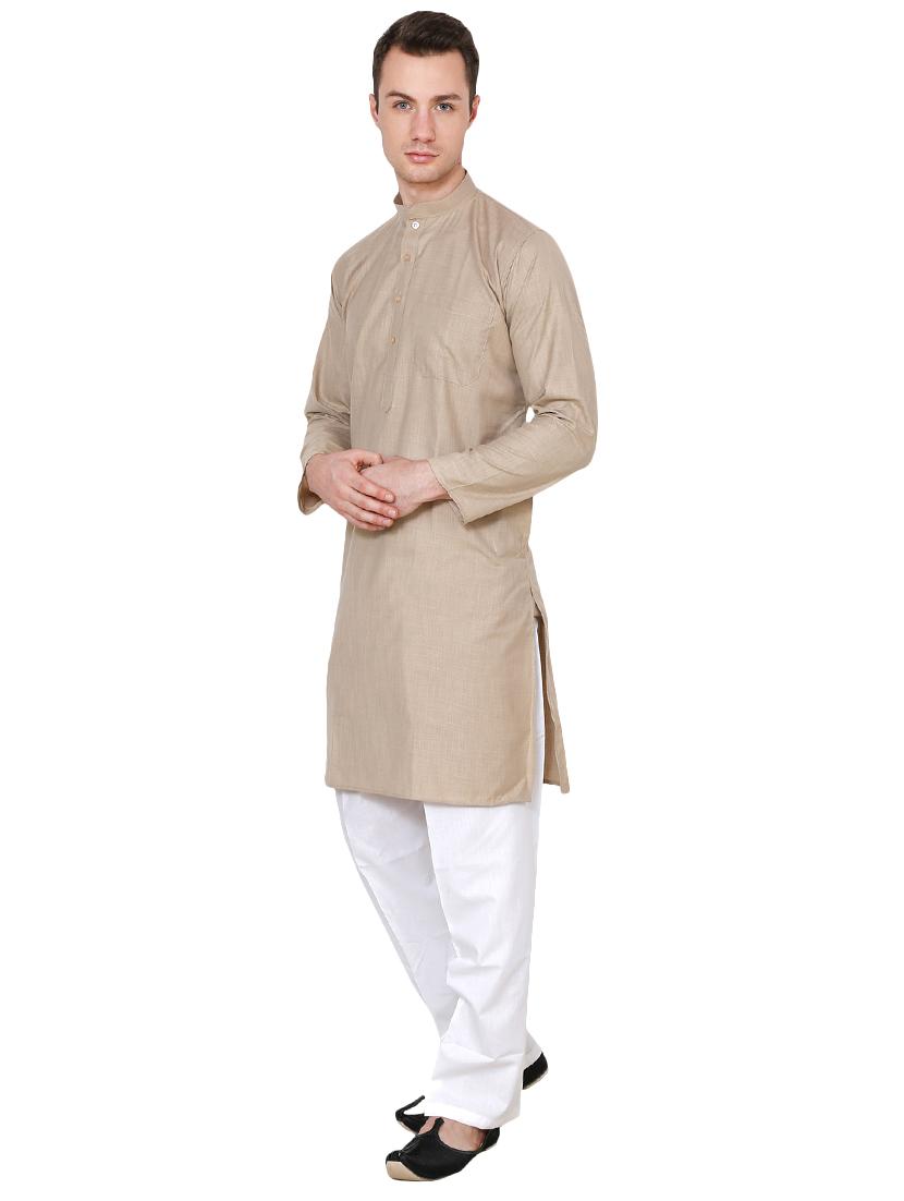 brown cotton long kurta - 16079728 - Zoom Image - 2