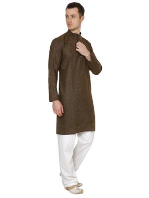 brown cotton long kurta - 16079730 - Standard Image - 2