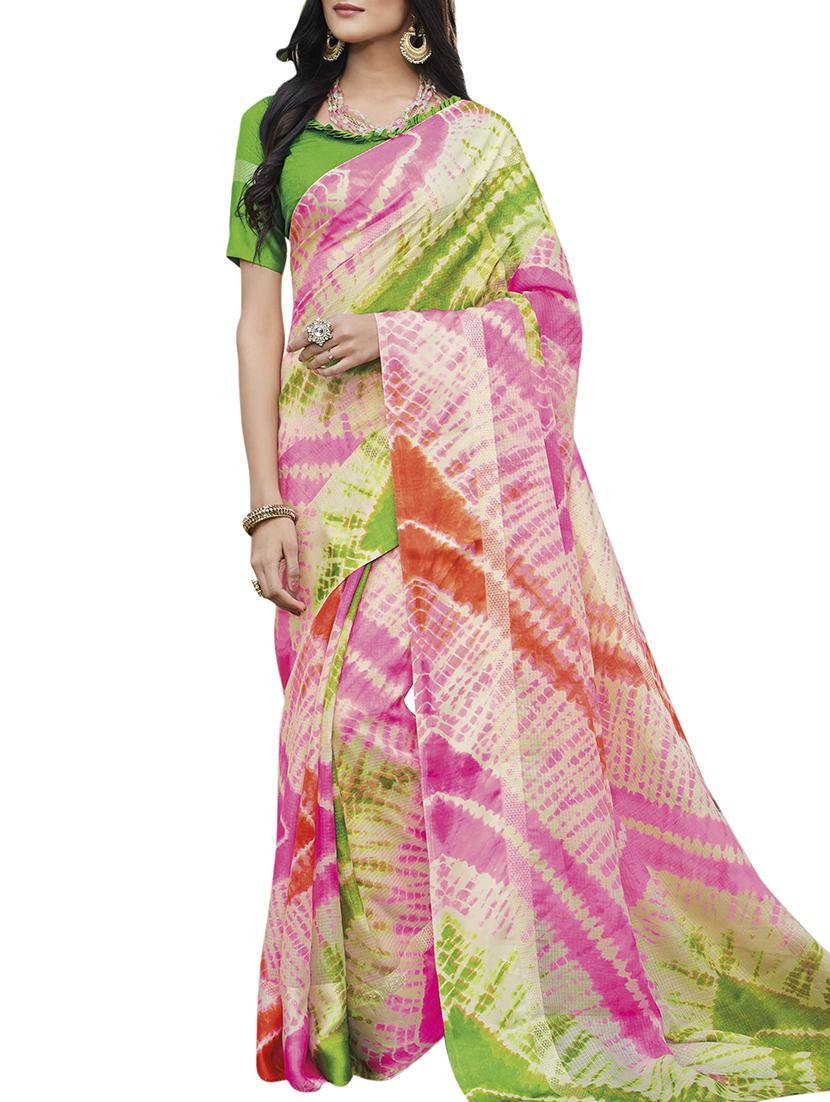 contrast shibori kota doria saree with blouse - 16080304 - Zoom Image - 1