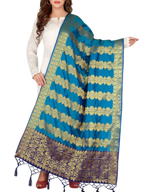 banarasi dupatta with fringes - 16082007 - Standard Image - 1