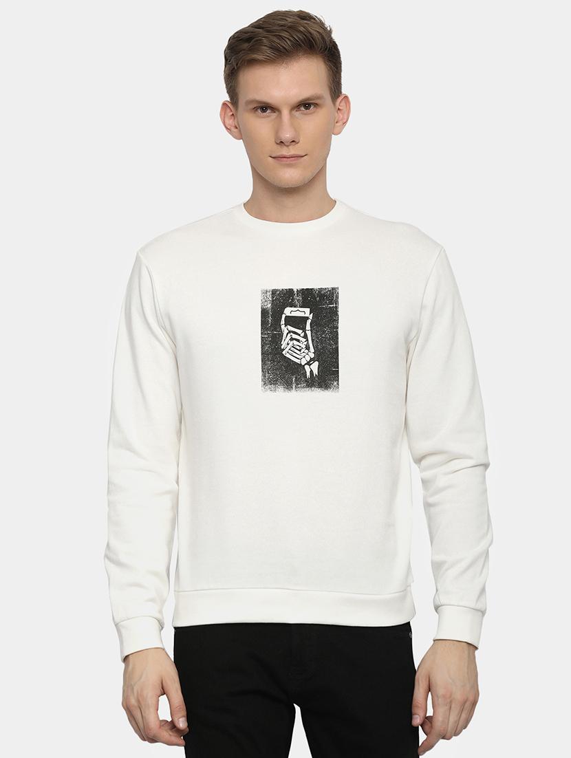 white chest print sweatshirt - 16082172 - Zoom Image - 1