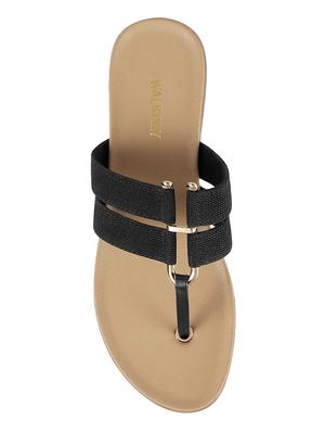 black t-strap sandals - 16083214 - Standard Image - 4