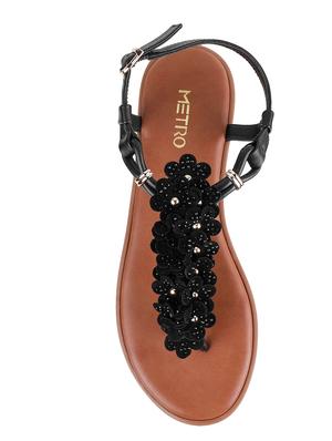 black t-strap sandals - 16083742 - Standard Image - 4