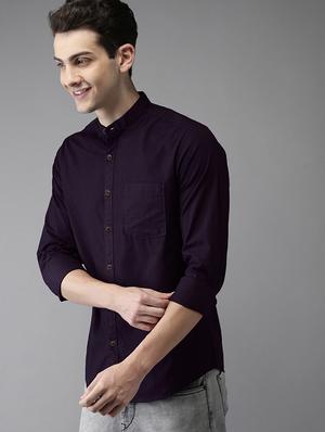 purple solid casual shirt - 16085090 - Standard Image - 2