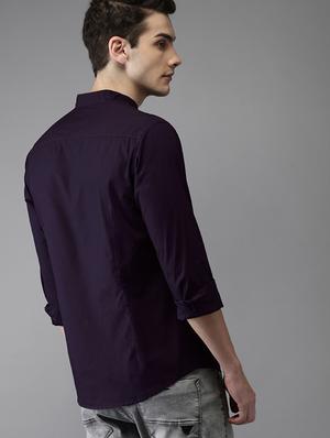purple solid casual shirt - 16085090 - Standard Image - 3