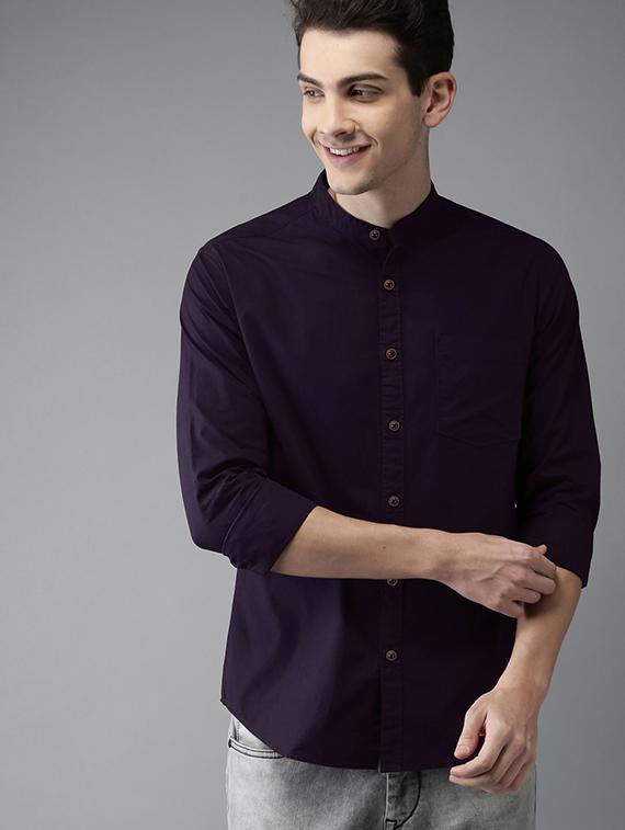 purple solid casual shirt - 16085090 - Zoom Image - 1