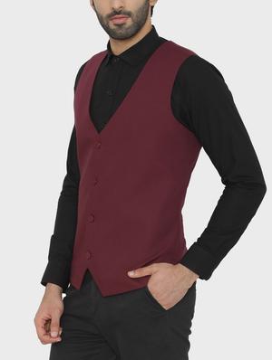 red cotton waist coat - 16085933 - Standard Image - 2