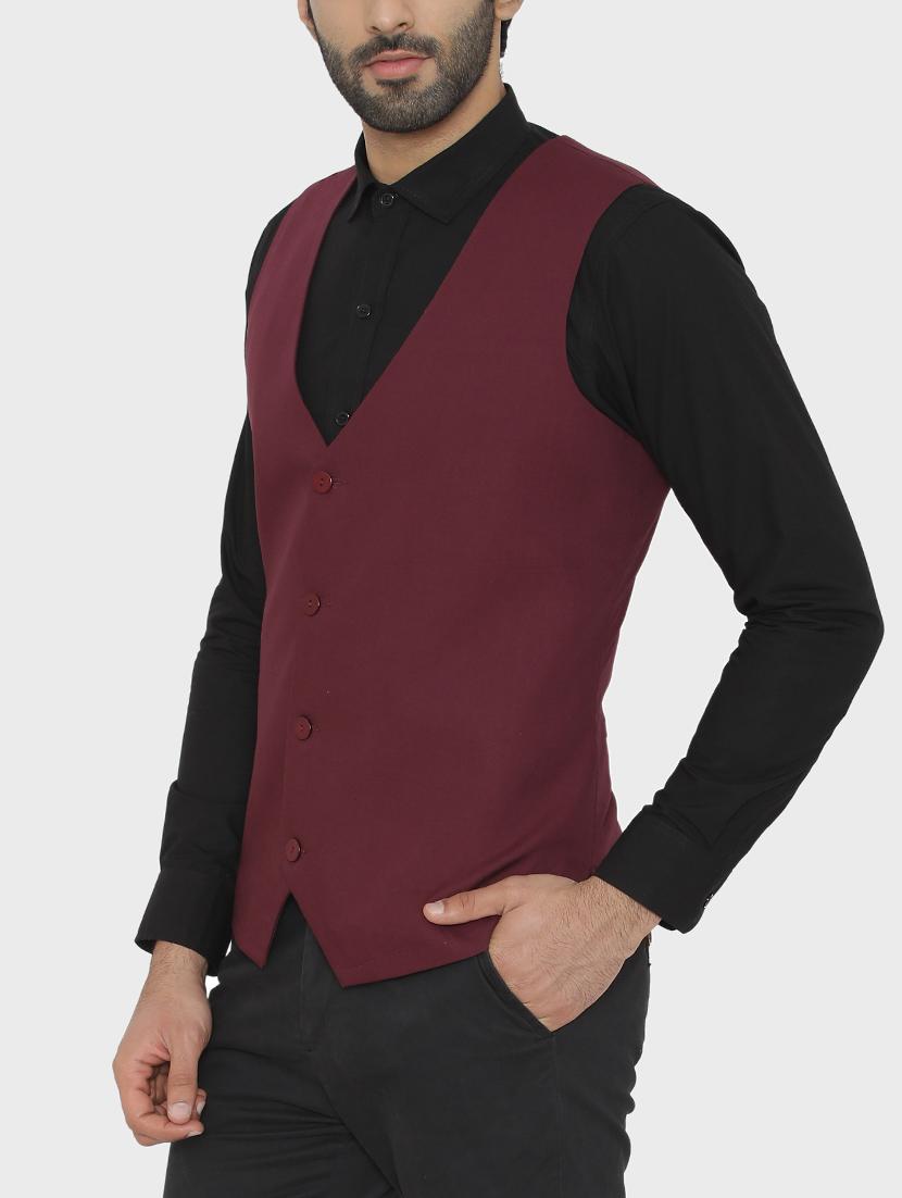 red cotton waist coat - 16085933 - Zoom Image - 2