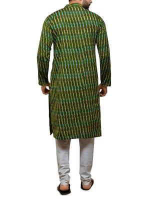green cotton long kurta - 16085988 - Standard Image - 3