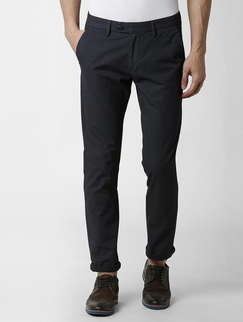 navy blue cotton chinos casual trousers - 16086038 - Very Small Image - 1