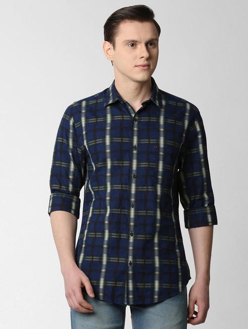 blue checkered casual shirt - 16086106 - Standard Image - 1