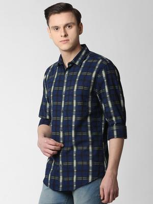 blue checkered casual shirt - 16086106 - Standard Image - 2
