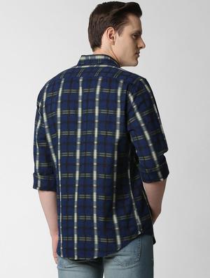 blue checkered casual shirt - 16086106 - Standard Image - 3