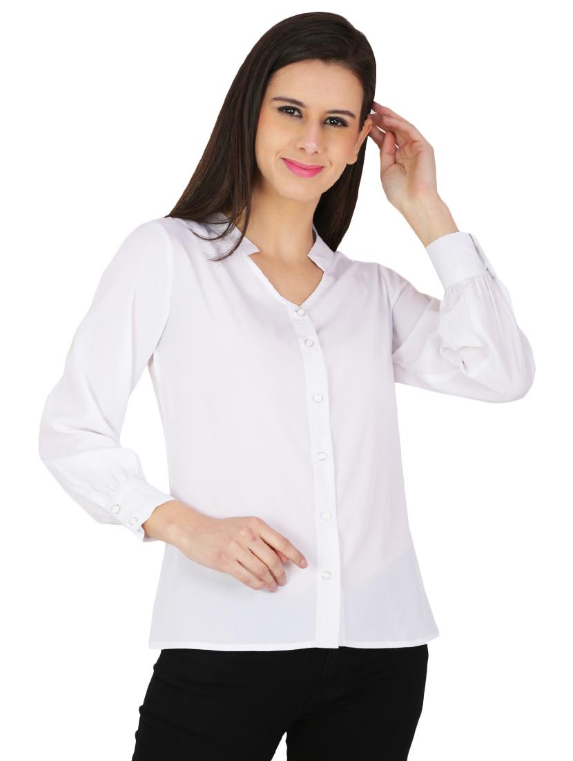 mandarin neck solid shirt - 16087047 - Zoom Image - 1