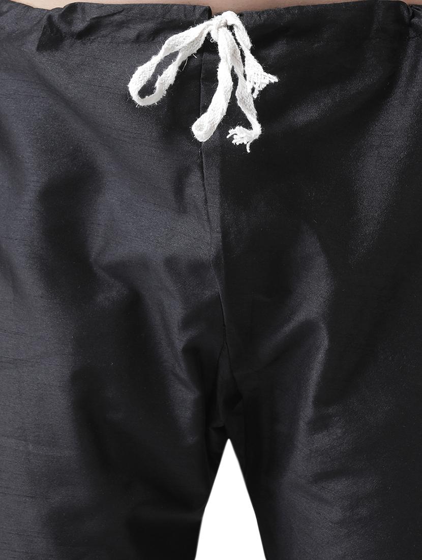 black silk blend kurta pyjama set - 16087303 - Zoom Image - 5